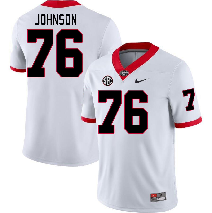 Georgia Bulldogs #76 Miles Johnson College Football Jerseys Stitched-White